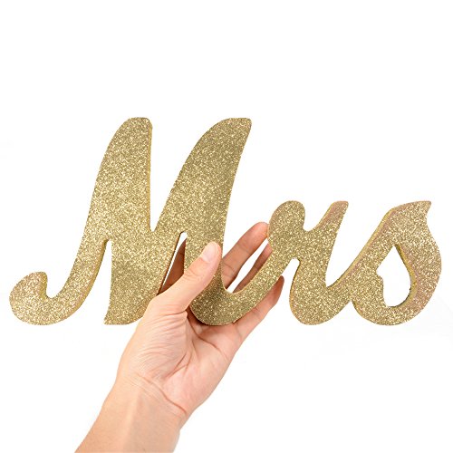 Haperlare Vintage Style Gold Mr and Mrs Sign Mr & Mrs Wooden Letters Wedding Sweetheart Table Sign with Gold Glitter Letters for Wedding Photo Props Party Top Table Decorations with 5 Flower Pads - Thumbnail 2
