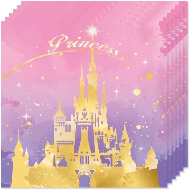 120pcs Cartoon Princess Castle Birthday Party Set Supplier for Plates, Napkins, Forks, Spoons and Tablecloth, Pink Party Packs (Plate Set) - Image 5