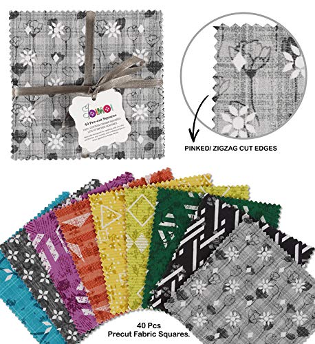 Tissu de coton Soimoi sans corvée de découpe avec carrés de 10 pouces géométriques de patchwork
