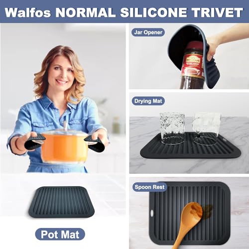 Image of Walfos XXL Silicone Trivet 16 inch and Large 12 inch and Round & Square 7 inch, Trivets for Hot Pots and Pans, Heat Resistant Pot Holders Hot Pads for Quartz Countertops, 7 Pack