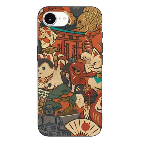 iPhone 16 E ケース カバー 和風 和柄 日本酒 福だるま 縁起物 だるま トによる絵画 と互換性のある 携帯ケース アイフォン iPhone 16 E ケース Case ワイヤレス充電対応 TPU 耐衝撃 人気