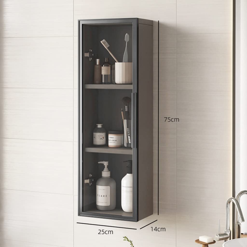 Mobiletto Stretto a Parete a 3 Ripiani con Ante per Piccoli spazi, mobiletto per medicinali da Bagno, mobiletto da Cucina, armadietto per Cosmetici (F (Porta Sinistra) 25 * 14 * 75 cm)