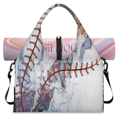 Bolsa de lona deportiva con estampado de mármol y compartimento para zapatos talla L