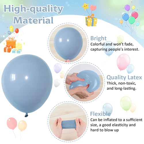 Image of Blue and Green Balloons, Goose Balloon Sage Avocado Green Dusty Slate Fog Blue Sand White Clear Latex Balloons for Boho Bridal Baby Shower Graduation Anniversary Wedding Birthday Party Decorations