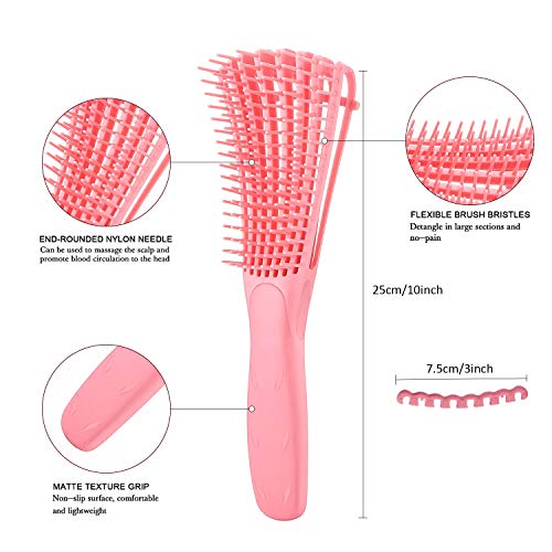 Detangling Brush For Curly Hair, Black Hair Detangler, Afro Textured 3A To 4C Kinky Wavy, For Wet/Dry/Long Thick Curly Hair, Exfoliating Your Scalp For Beautiful And Shiny Curls (Pink) #TOP1
