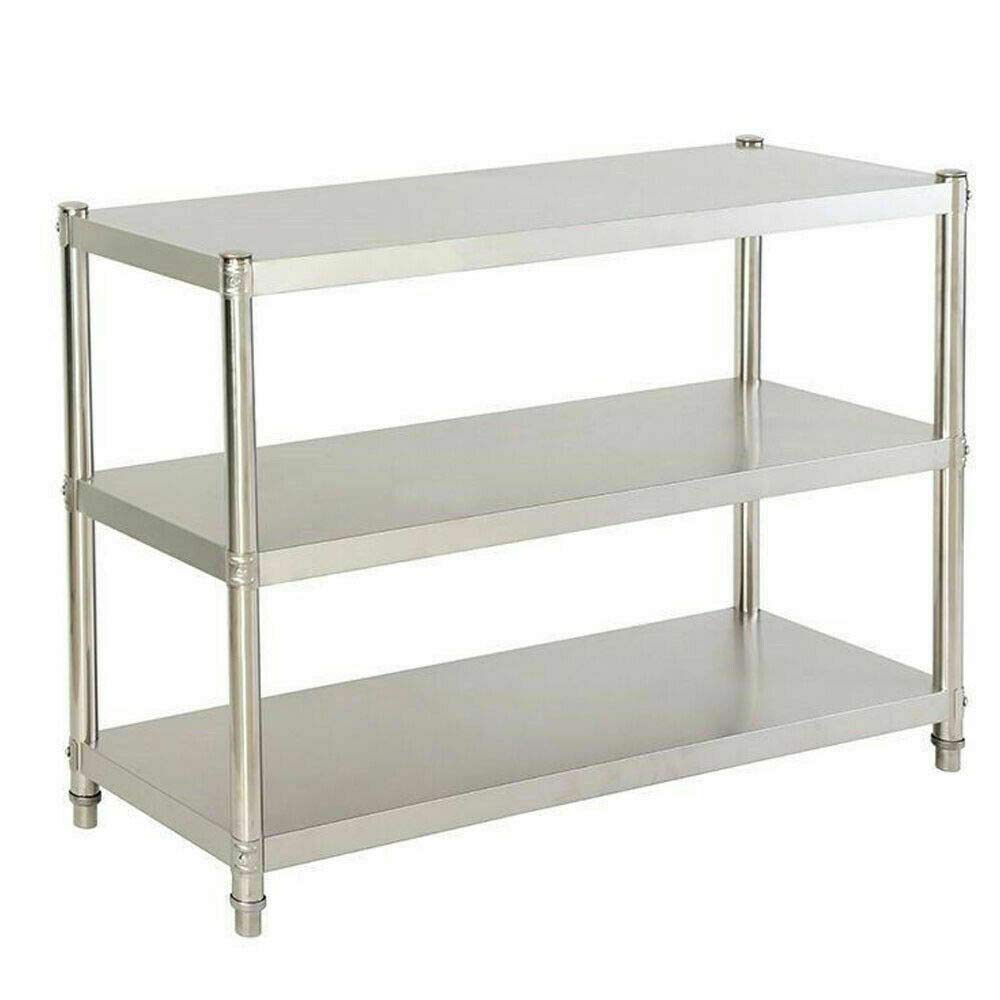 Estantería de acero inoxidable con 3 baldas, 80 x 80 x 40 cm, soporta hasta 50 kg, para uso en despensas, gastronomía, cocinas