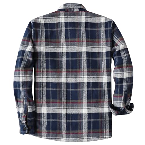Dubinik® Mens Shacket Flannel Shirt For Men Lightweight Jacket Overshirt Warm Lined Coats Casual Plaid Long Sleeve Button2