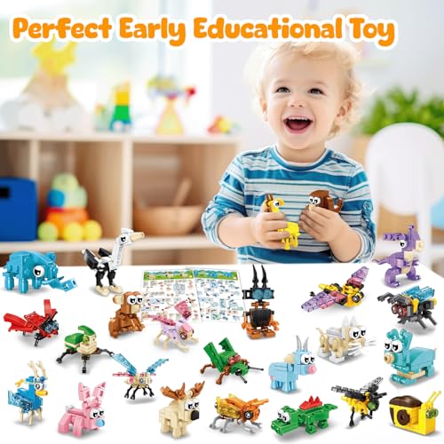 MOONTOY Party Favors for Kids-24 Pack Animals Building Blocks Toy for Classroom Bulk Prizes Mini Building Block for Valentines Day Gift Building Block Set Birthday Gift for Boys Girls Ages 6-12 - Image 3