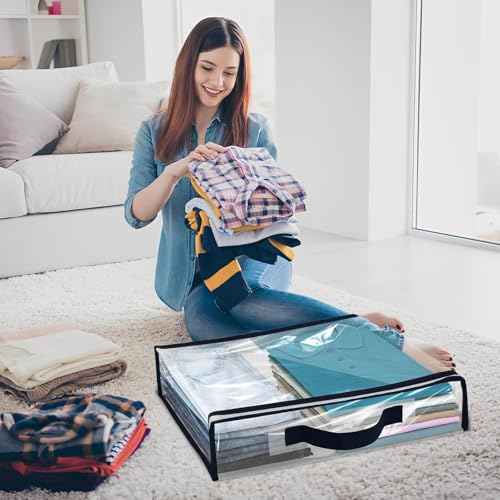 6 bolsas de almacenamiento transparentes de ropa con asa reforzada para organizar armarios 7