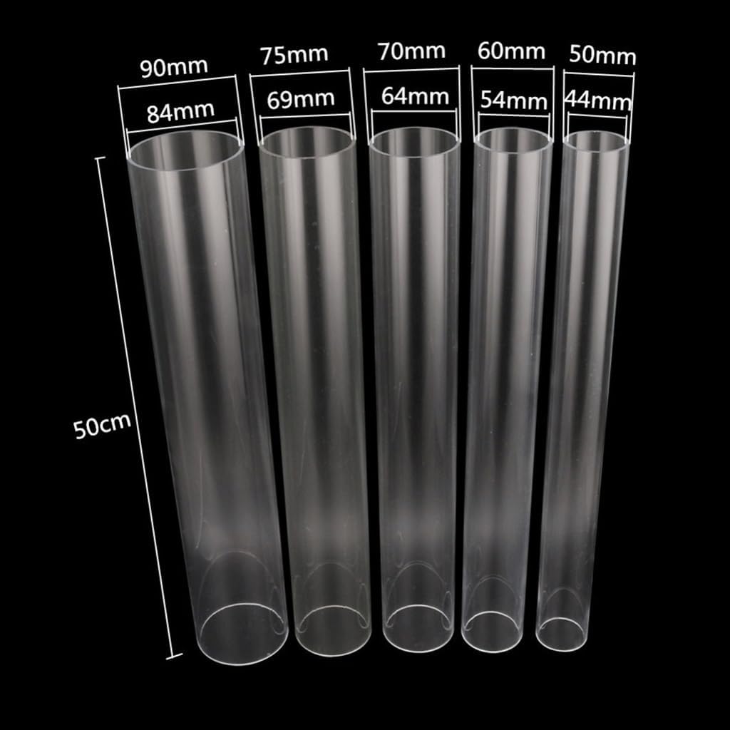 Acrylic Tube Aquarium Fish Tank Supplies Water Supply Pipe, for Garden Watering Fittings 50cm Long(Out diamter 90mm)