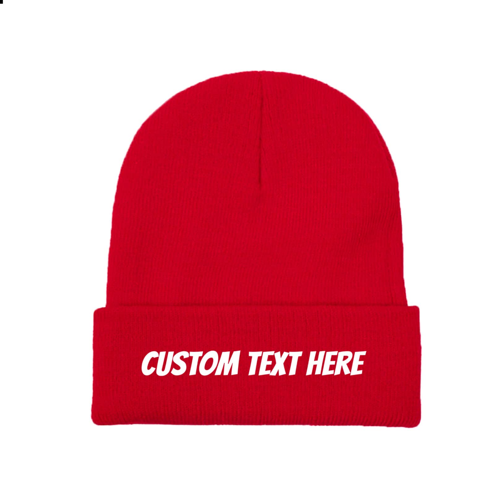 Miujonvy Custom Knitted Beanie Hats Slouch Red Beanie Custom Text Here Warm Knit Skull Cap