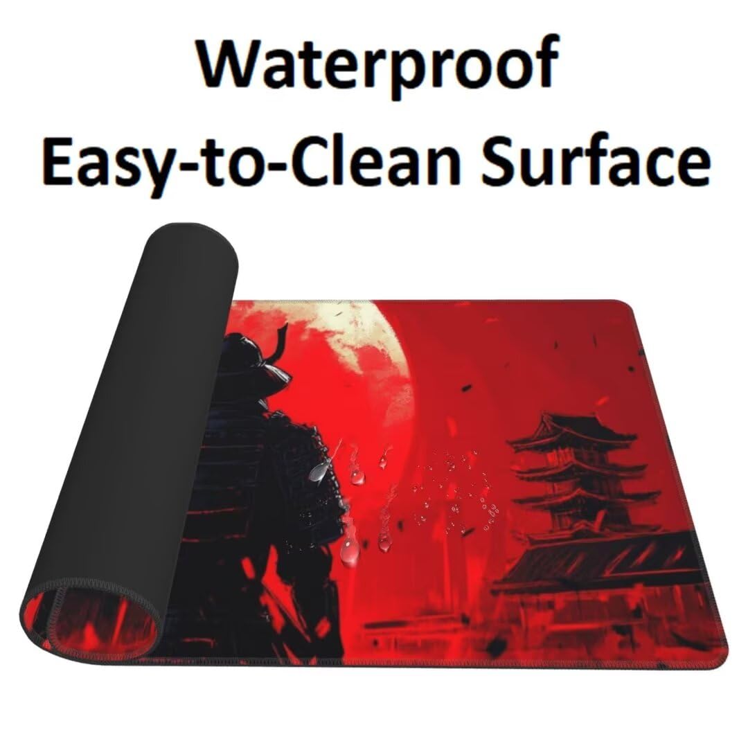 Rot Mauspad 1600 x 800mm, Mousepad XXL Schreibtischunterlage Japanischer Mouse Pad, Wasserdicht und Rutschfest Gaming Mauspad, Verbessert Präzision, Gaming-Mauspads für Pc und Gaming Zubehör qw249