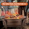 36 Inch Fire Pit with Grill & Lid, Fireplace & Round Table & BBQ 3 in 1 Fire Pit,Heavy Duty Wood Burning Fire Pits for Outside with Fire Poker, Waterproof Cover & Log Grate - Image 3