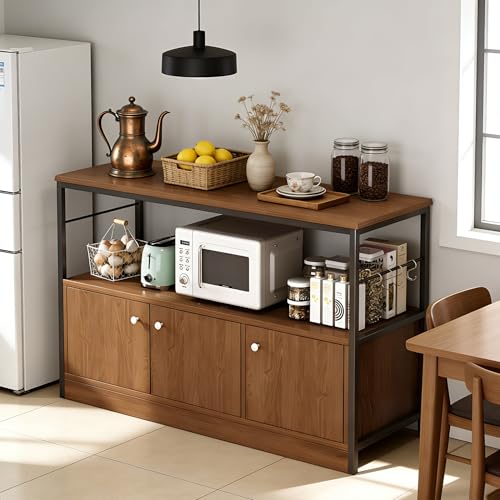 Andgogo Sideboard Buffet Cabinet with Storage, Kitchen Storage Cabinet, Coffee Cabinet with Door,Floor Standing Coffee Bar Table Organizer Cabinets for Kitchen Living Room Dining Room(120*30*78cm)