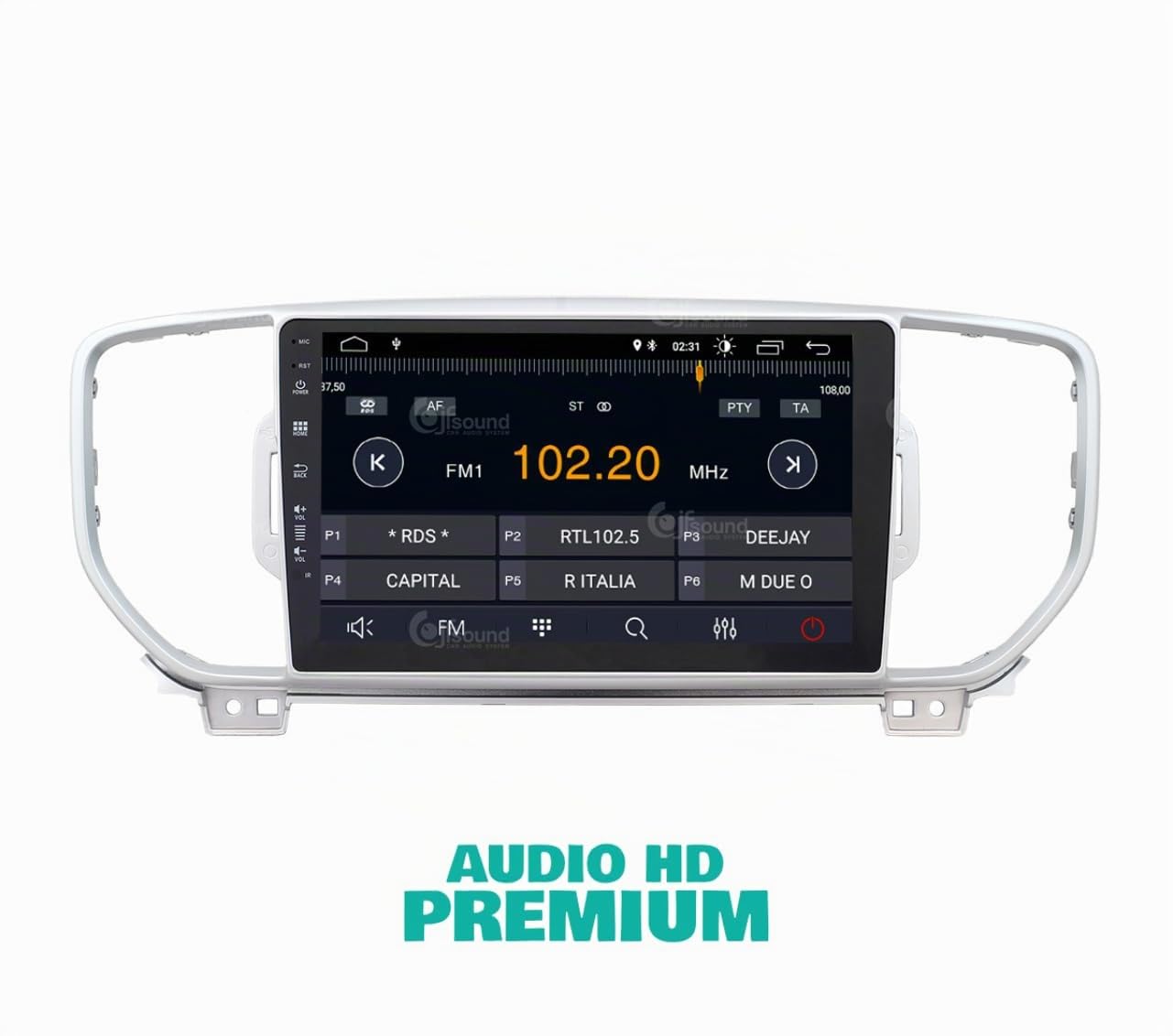 JF Sound - Autoradio Android JF-039KS-X7C-3 - Per Kia Sportage (2016-2018) - 9" HD - CarPlay/Android Auto - GPS - 2GB RAM - 32GB ROM - DAB+ - Prodotto in Italia