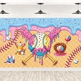 Ice Cream Drip Baseball Party Backdrop Large Baseball Ice Cream Banner Sport Party Photo Background Sport Birthday Parties Supplies for Teenager Holiday Home Wall Holiday Christmas Favor