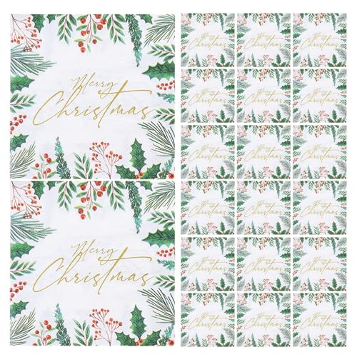 Servilletas de Navidad, 40 servilletas de papel de Navidad, servilletas de Navidad, servilletas de papel de Navidad, servilletas de pañuelos de Navidad, accesorios de decoración del hogar