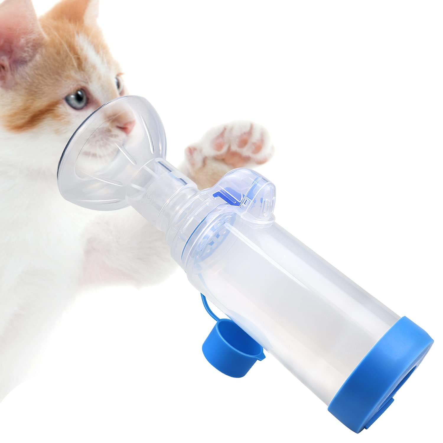 Rurbeder Cámara de Aerosol para Mascotas,máscaras 2 tamaños, con indicador Flujo respiración, Compatible Cualquier MDI Mascotas, Ayudar a Las Mascotas Respirar y distribuir medicamentos inhalador gato — view 6