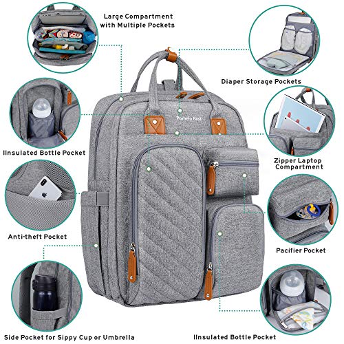 Pomelo Best Changing Backpack Diaper Bag Backpack, Multifunction Travel Baby Bag Large Capacity Waterproof Bags Newborn Baby Gifts #TOP2