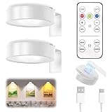 Yuragim Bilderleuchte Kabellos, 2 Stück Bildbeleuchtung Kabellos mit Fernbedienung, Magnetisches Mallicht Bild Licht Wiederaufladbare LED Wandlampe mit 3 Beleuchtungsmodi&Timer für Malen Foto Portrait