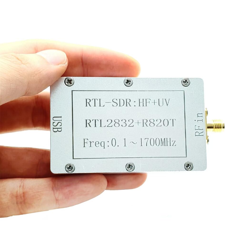 VIDOO Receptor RTL-SDR Banda Completa 100kHz-1.7GHz Radio Definida por Software Aviación Onda Corta Carcasa Aluminio CNC