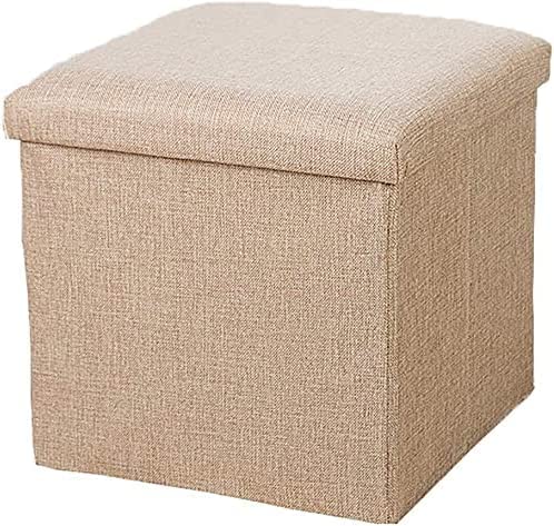 Pouf de rangement pliable lin gris pour optimiser votre salon