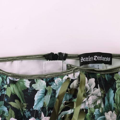 Image of Scarlet Darkness Corset Belt for Women Floral Lace Up Boned Underbust Corset Waist Belts