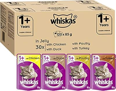 Whiskas 1+ Cat Pouches Casserole Mega Pack Mixed Selection in Jelly 120x 85g