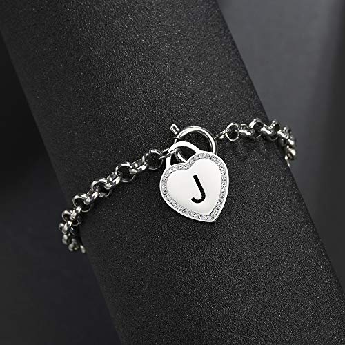 Image of CaleesLLC Letter A to Z Initial Charm Bracelet Adjustable Stainless Steel Anklet Personalized Wrist Link for Women