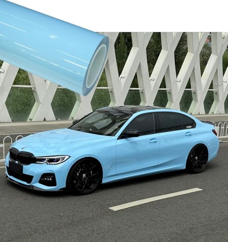 Image of WALLMATE Glossy Baby Blue Car Sticker Self Adhesive Bubble Free Vinyl Wrap for Car, Scooty, Cycle, Bike and Other Vihicle Interior & Exterior Decoration (Baby Blue Glossy, 20X120 in)
