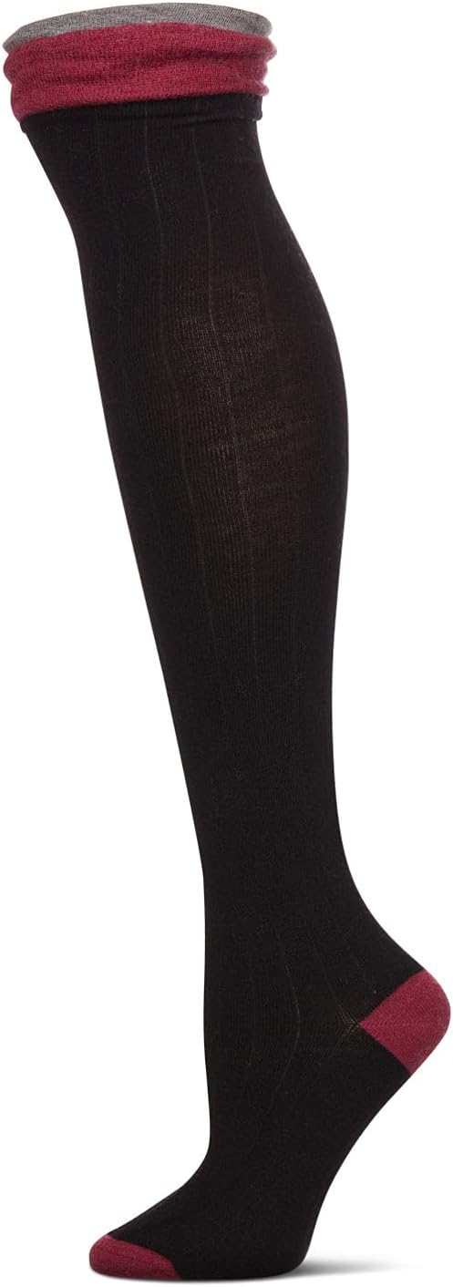 MeMoi Ruffle Top Cashmere Blend Over the Knee Socks Black 9-11