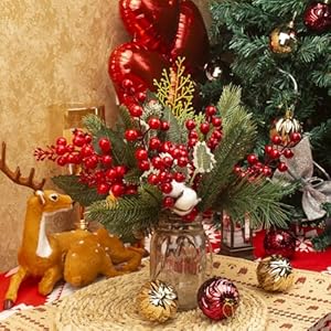 12 Kinds Artificial Christmas Picks - Assorted Red Berry Picks, Faux Pine Picks Spray with Pinecones & Holly Leaves for Stunning Floral Arrangement & Wreath Winter Holiday Season Decor 12 Kinds Artificial Christmas Picks Assorted Red Berry Picks Faux Pine Picks Spray with Pinecones Holly Leaves for Stunning Floral Arrangement Wreath Winter Holiday Season Decor
