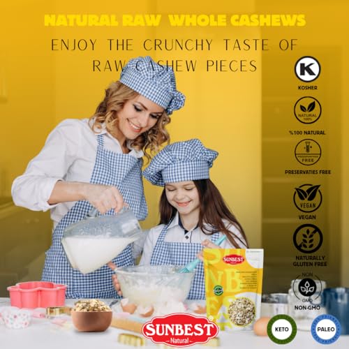 Sunbest Natural Raw Cashew Pieces – 3 lb Bulk Bag (48 oz) – Large, Unroasted & Unsalted – Fresh, Nutrient-Rich, Keto, Paleo, Vegan – Non-GMO, Gluten-Free - Thumbnail 7