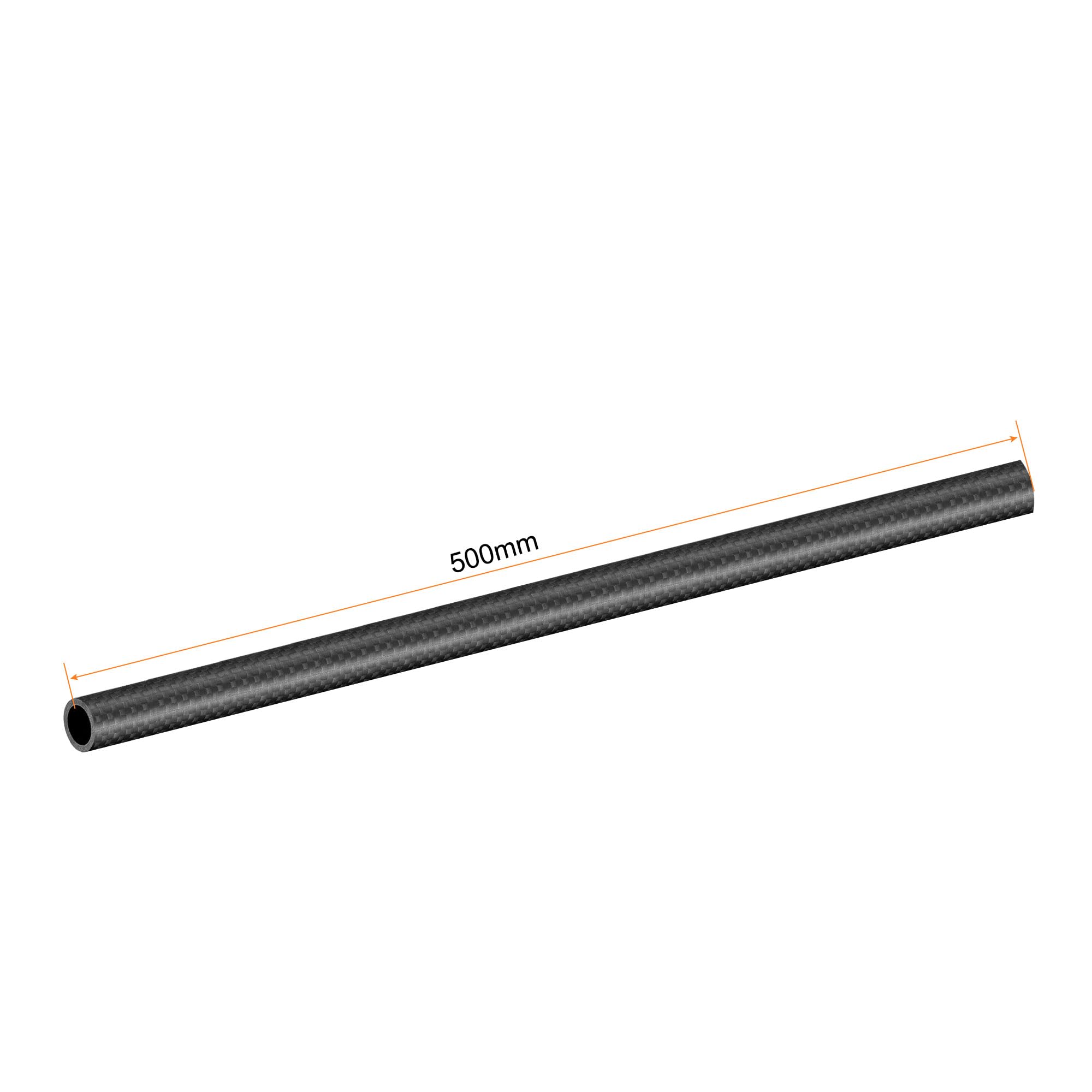 sourcing map Carbono Fibra Redondo Tubo 16x12x500mm 3K Rollo Envuelto Mate Superficie para RC Aeroplano Cuadricóptero 1uds