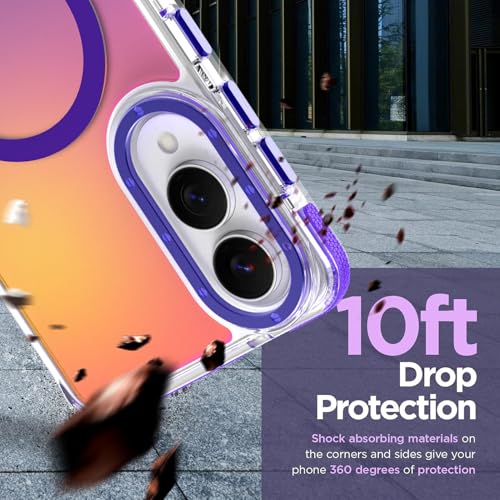 Image of Magnetic Case for Samsung Galaxy S25 Edge [Compatible with Magsafe] [Cute Fashion Fluorescent Design] [1 Screen Protector] Slim Translucent Matte Case for Galaxy S25 Edge 6.7 inch, Purple