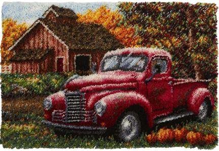 Kit d'accrochage de tapis de camion vintage ladiy 102 x 69 cm pour loisirs créatifs