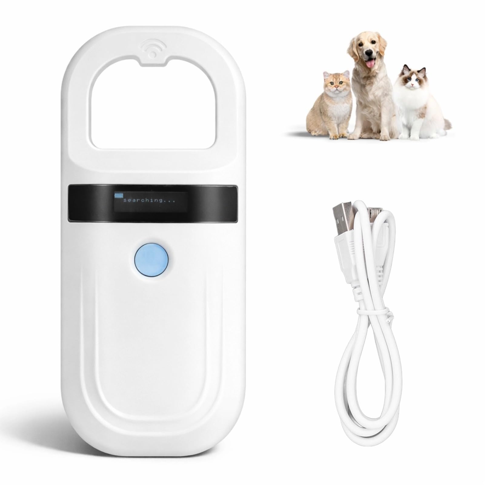 Escáner de Microchip para Mascotas lector de microchip Lector de Etiquetas de Animales, Portátil 134,2 Khz 128 Registros de Almacenamiento de Datos Escáner de Trackers
