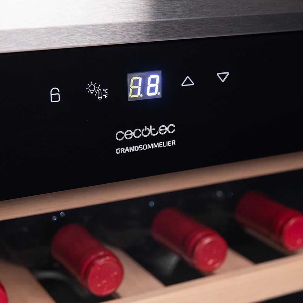 Cecotec Bolero grandsommelier 34030 inox compressore, 80 l, raffreddamento a compressore, temperatura regolabile da 5 a 18°C, controllo touch, Display, LED interno.