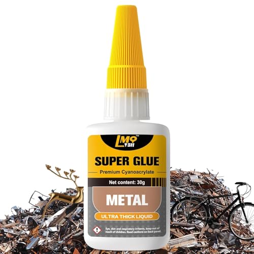 Liquid Super Glue for Metal, 30g Clear Instant Thick CA Glue for Stainless Steel Aluminum DIY Crafts...