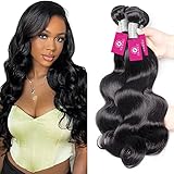 FalaFala REAL Human Hair Bundles 16 18 20 Inch Body Wave Premium 10A Unprocessed Brazilian Weave Hair Virgin Remy 1b Color Natural Wavy Sew In 3 Bundle 300g Tracks for Black Women