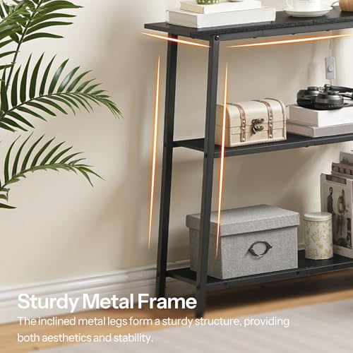 Image of HOOBRO 30 inch Narrow Console Table, 3-Tier Small Entryway Table with Storage Shelves, Behind Couch Sofa Table, Hallway Table for Entryway, Foyer, Hallway, Living Room, Black BB62XG01