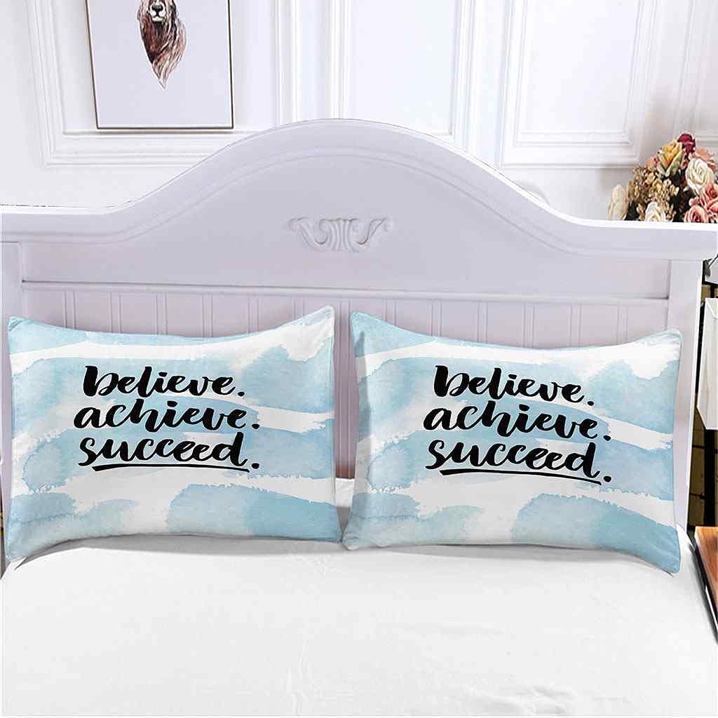 Juego De Funda Nórdica para Cama Matrimonio Microfibra Juego De Ropa De Cama Lenguaje Motivacional Azul Suave cómoda 3 Piezas 1 Funda Nórdica 240x220cm Y 2 Fundas De Almohada con Cremallera