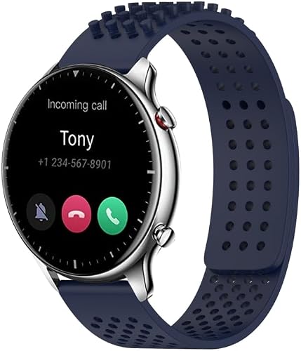 For Amazfit GTR 2 22mm Holes Breathable 3D Dots Silicone Watch Band(Midnight Blue)