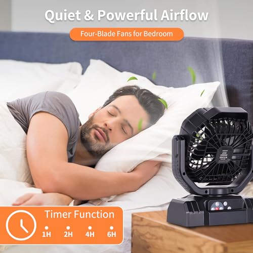 AVV-High-Speed-Portable-Camping-Fan-Rechargeable-Fan-Beach-Fan-with-Remote-Control-Battery-Powered-Fan-with-Auto-Oscillating-Outdoor-Fan-with-Camping-Essentials-Accessories-for-Patio-Tent-Black