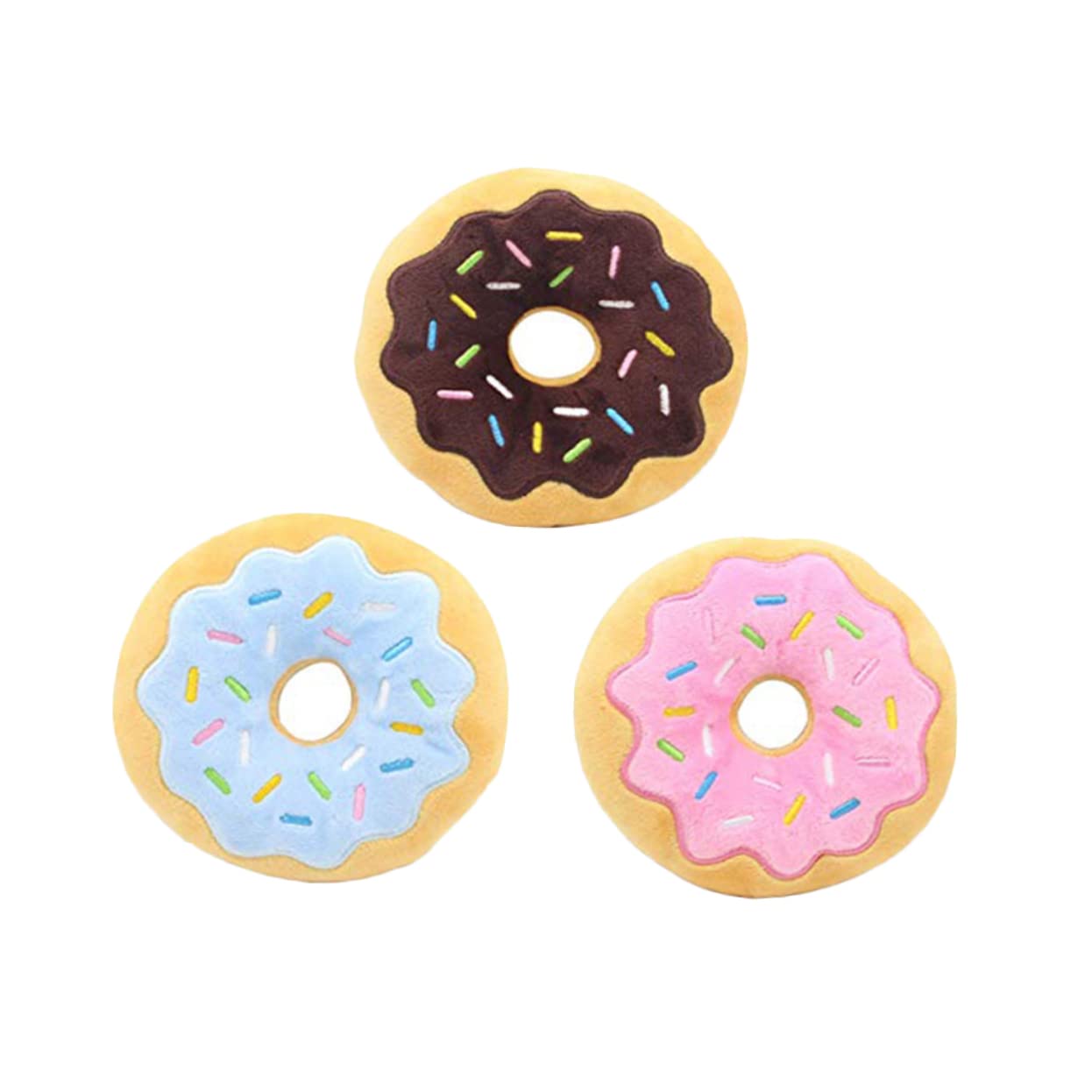 Beavorty 2 Set Di Giocattoli Interattivi Per Cani Peluche A Forma Di Ciambella Suono Squittio Giocattolo Da Masticare Per L'addestramento Dei Cuccioli 3 Pezzi * 2 Casuali