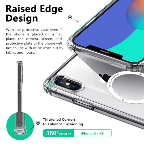 Image of ONES Magnetic for iPhone X /Xs Slim Case, [Compatible with MagSafe] [Military-Grade Drop Protection][Anti-Yellowing], Shockproof Protective Cover for iPhone X /Xs, Scratch-Resistant Back, Transparent