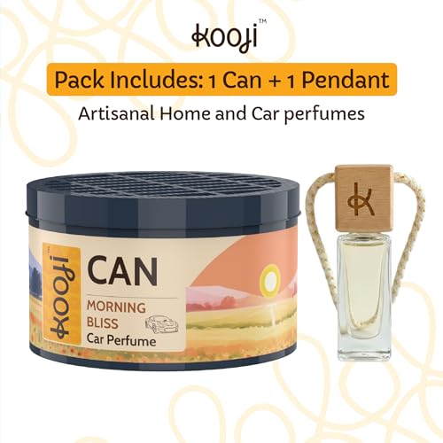 Image of Kooji Can Car Perfume + 5ml Car Hanging Perfume Pendant (Free) - Morning Bliss Scent-Long-Lasting, Alcohol-Free, Oud & Saffron Oriental Fragrance-For Car, Home, or Office Use-Lasts Up to 60 Days