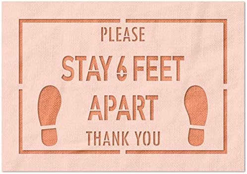 Stencil Stop Social Distancing Please Stay 6 Feet Apart Stencil - Reusable for DIY Projects, Painting, Drawing, Crafts - 14 Mil Mylar Plastic (18 x 11.63 inches)