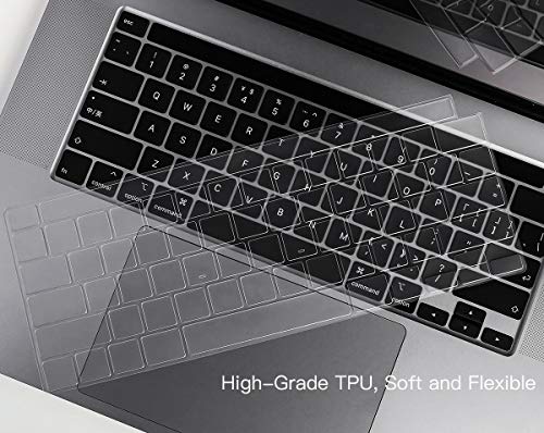 Ultra Thin Keyboard Cover For 2020-2023 Macbook Pro 13 Inch A2338 M2 M1 A2289 A2251 & 2020 2019 New Macbook Pro 16 Inch A2141 With Touch Bar & Touch Id Keyboard Cover Protector Skin, Clear #TOP1