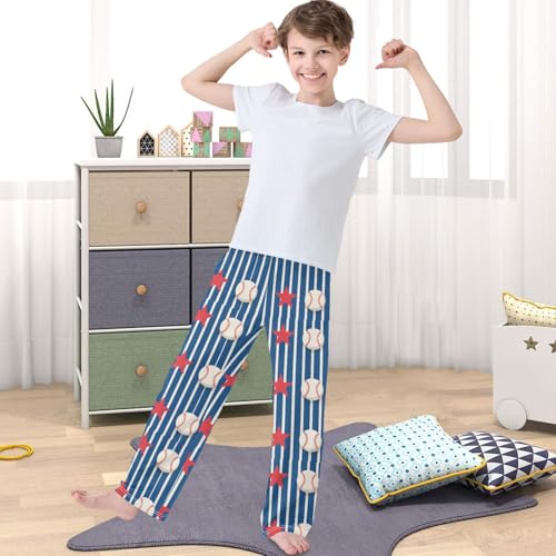 Boy's Pants Baseball Star Jogger Pants Elastic Waist Long Bottoms Trousers with Pockets 6-14 Years4